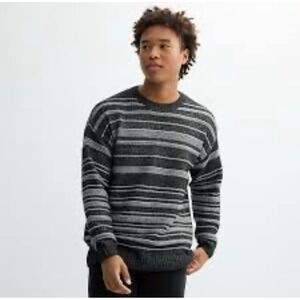 Retrofit Men's Black Gray Textured Crew Neck Long‎ Sleeve Sweater Preppy Sz XXL